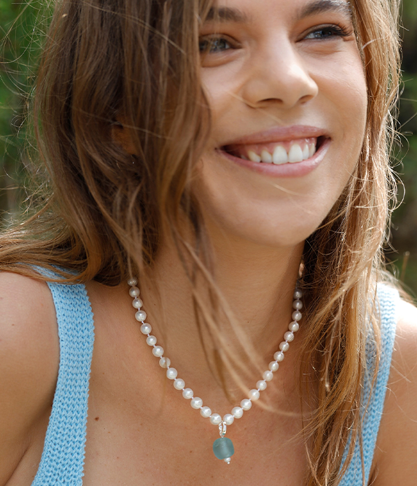 Sea Glass Earring Charm in Silver